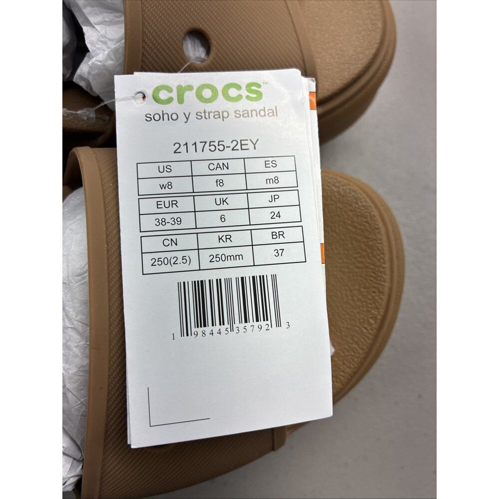 New Crocs Soho Y-Strap Sandals Sepia 211755-2EY Size W8 Women’s 8 With Tags - Picture 6 of 6